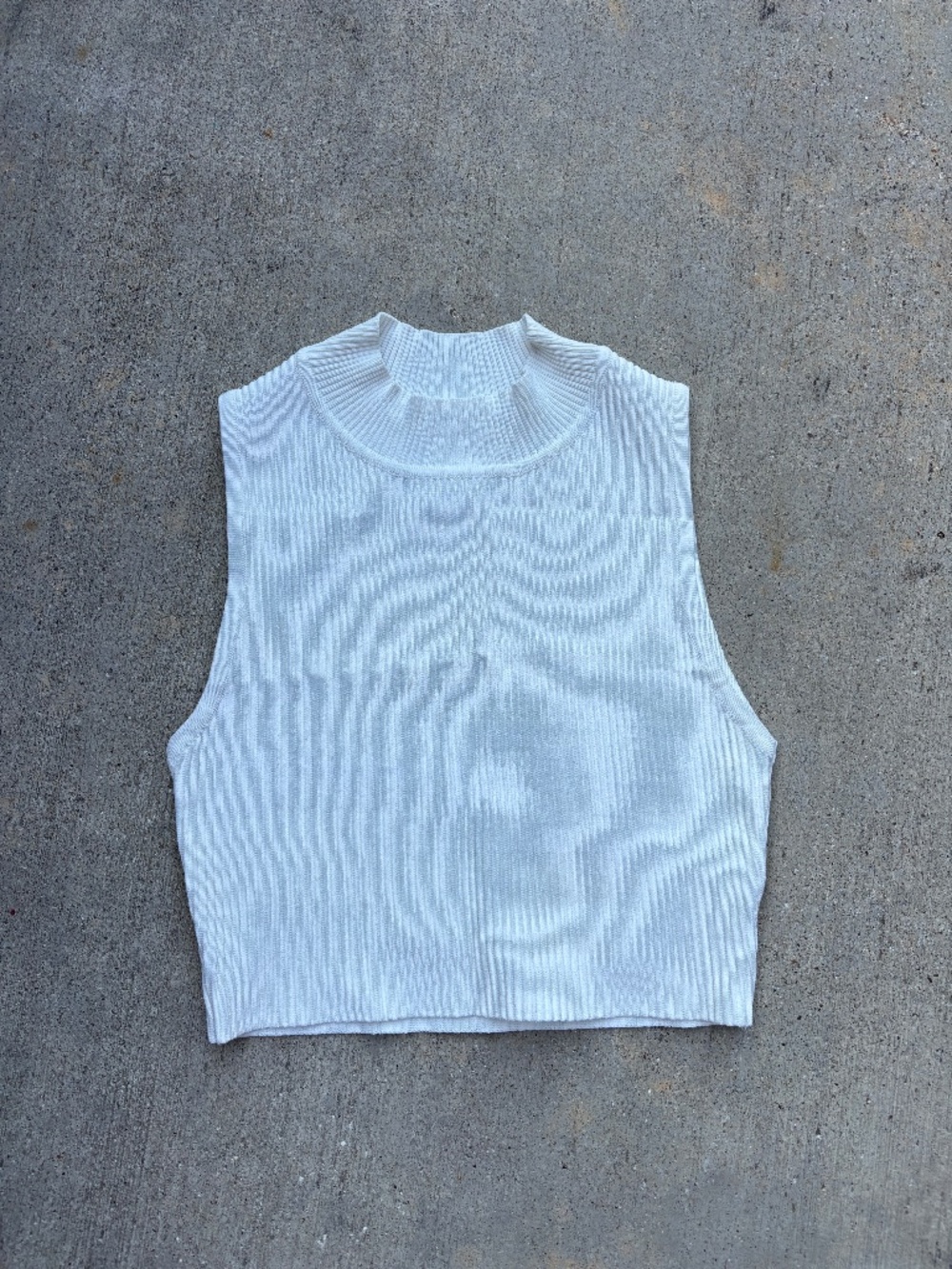 Altar'd State Ribbed Mock Neck Tank Top White Sleeveless Knit Size S